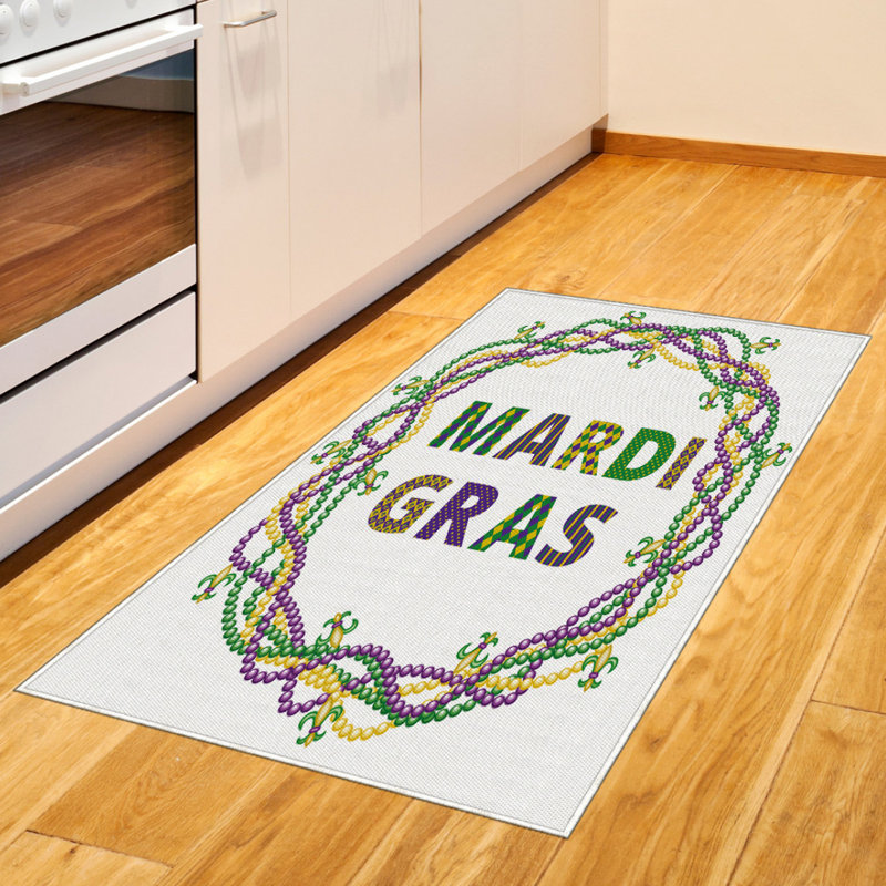 Mardi Gras High Density Long Fiber Poly Threads Decorative Area Rug Carpet, Rectangle 2'7" x 5'