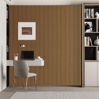 4 PCS 106"L x 12.6"W Acoustic Slat Wall Panels, Eco-Wood Look for Home/Office Wall & Ceiling (37.12 sq. ft.)