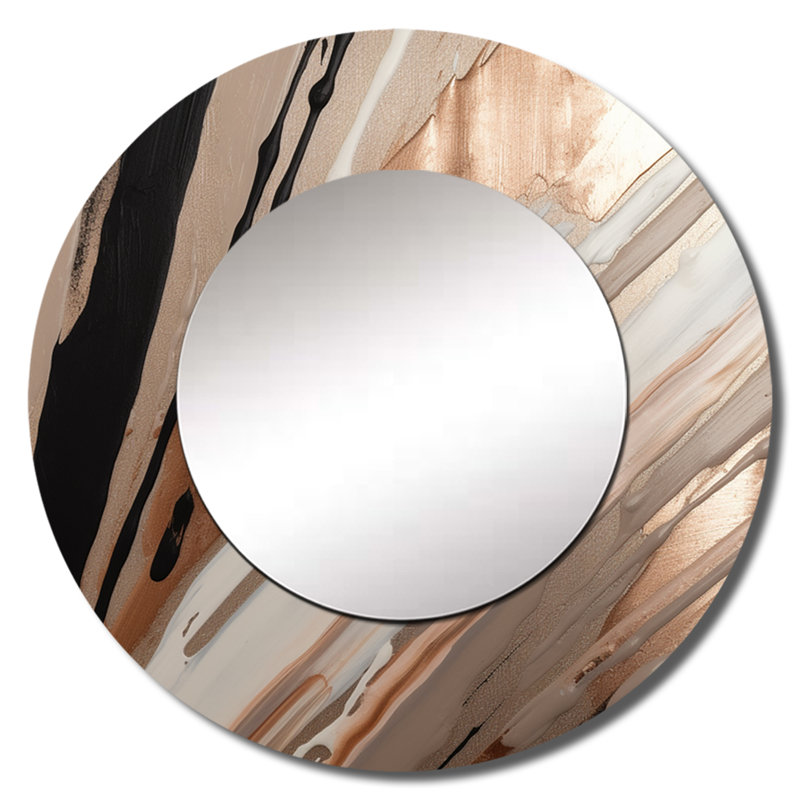 Sophiemarie Rosegold embrassant l'essence des lignes V - miroir mural décoratif en marbre, miroir rond moderne, impression d'art en métal