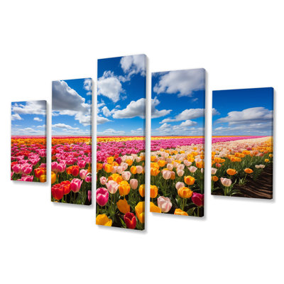 «Colorful Tulip Fields I - Tulip Multipanel», art mural sur toile