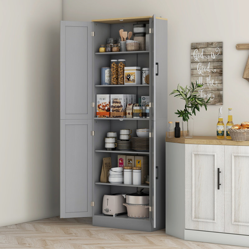 Armoire de rangement 67 po avec tablettes, gris vieilli