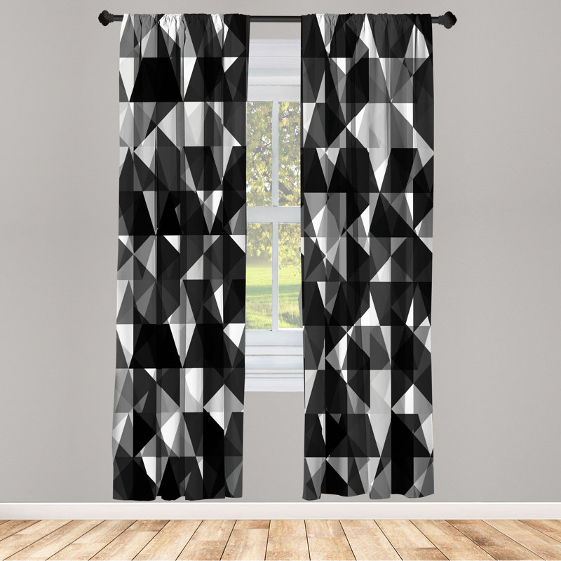 Geometric Curtains, Retro Pattern Modern Art, L 56 po x L 95 po, Gris foncé