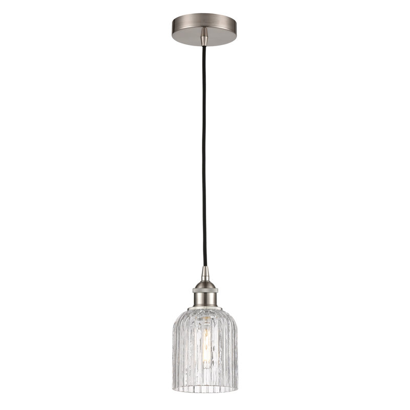 Luminaire suspendu 5 po Edison Addeline, Nickel satiné, Clair