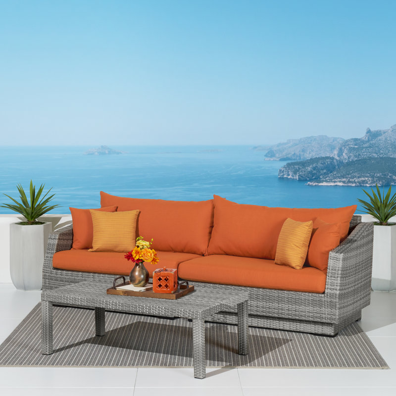 Fionnula 4 - Person Patio Conversation Set with Cushions, Spectrum Cayenne Sunbrella® Plainweave