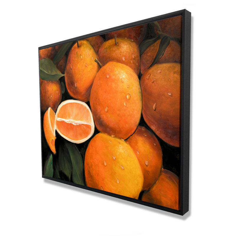 Fresh Oranges - Food Kitchen Framed Canvas for Home Decor, 49.25" H x 61.25" W