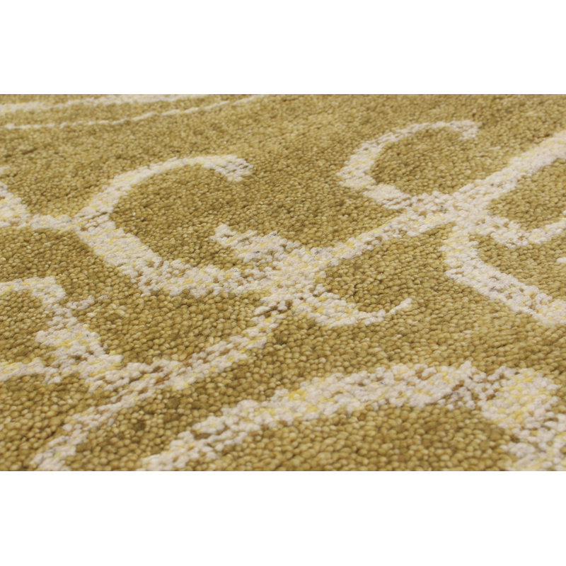 Tapis unique noué à la main style kaki des années 2010 de 5 pi 1 po x 7 pi 10 po Fjoralba