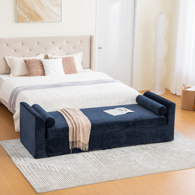 90.55" Wide Modern Bench, Navy