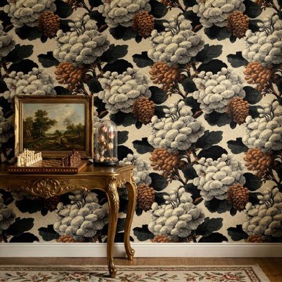 Papier peint floral foncé foncé