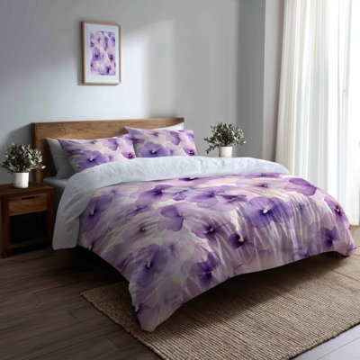 Ensemble de literie 3 pièces Floral - Ensemble de housse de couette Boho Soft Pansy