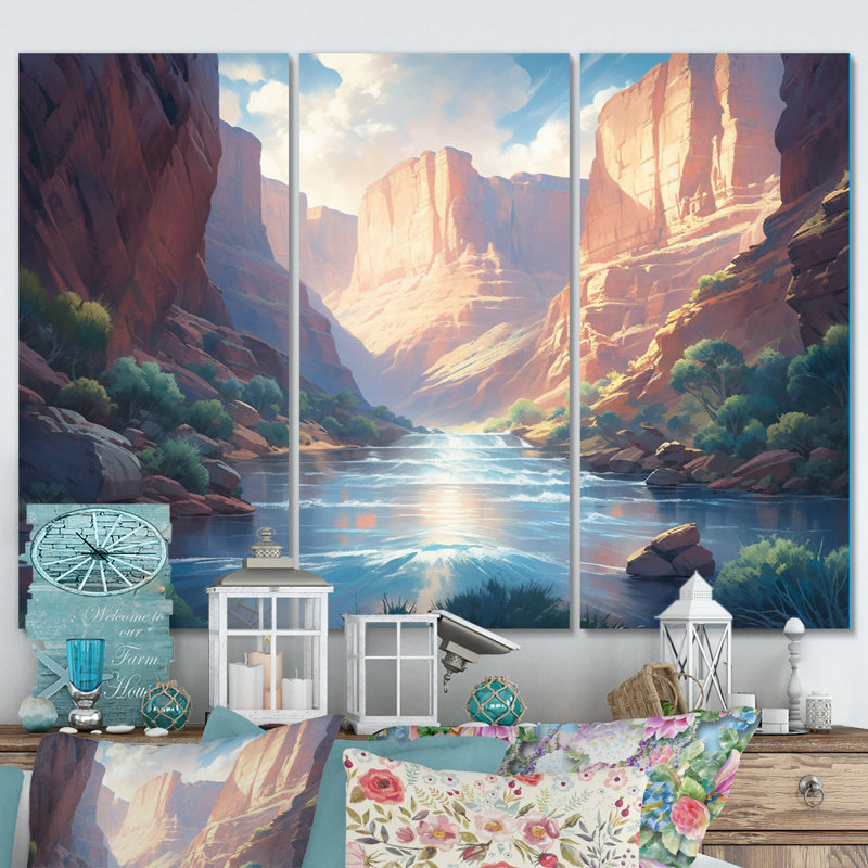 Desert Stream Beauty 3 pièces, H 28 po x l 36 po x P 1 po