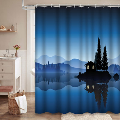 Rideau de douche avec 12 crochets Lake House