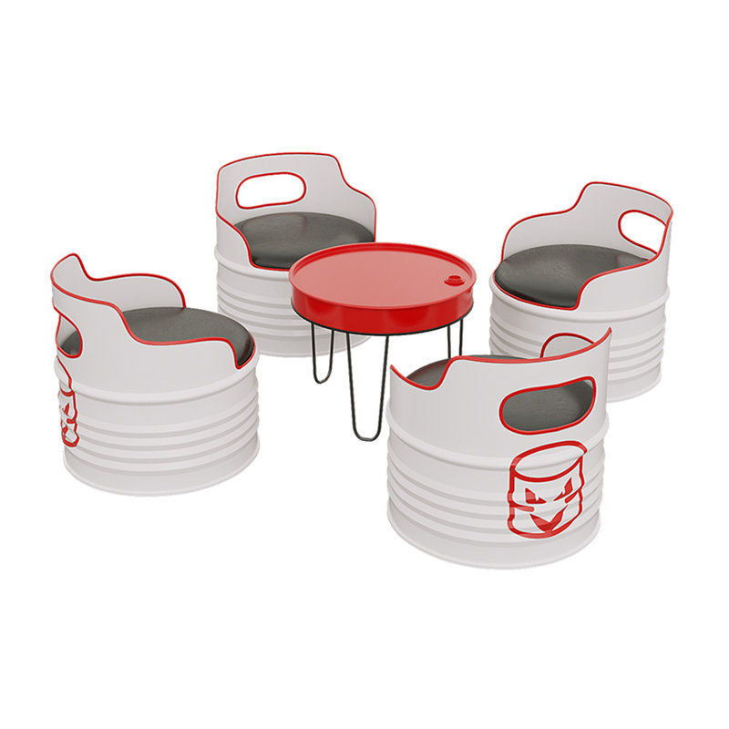 Ensemble repas rond 23,3 po Vandergriff, 5, Rouge, Blanc / noir