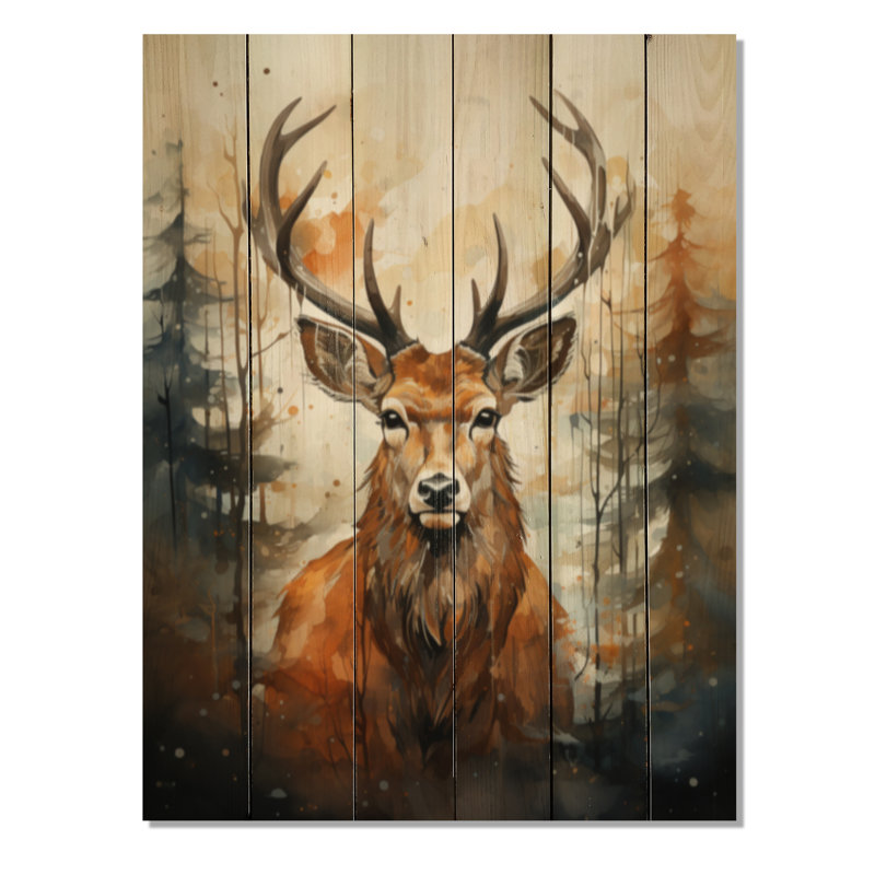 «Bredy Deer Wonderers», reproduction sur bois naturel, H 20 po x l 10 po x P 0,78 po