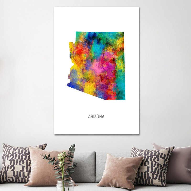 Arizona Map by Michael Tompsett - Gallery-Wrapped Canvas Giclée on Canvas, 66.04 cm H x 45.72 cm W, Wrapped Canvas