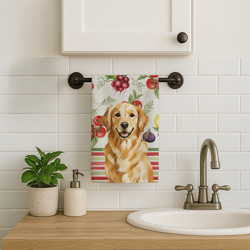 Golden Retriever Vegetables Kitchen Towel, Golden Retriever