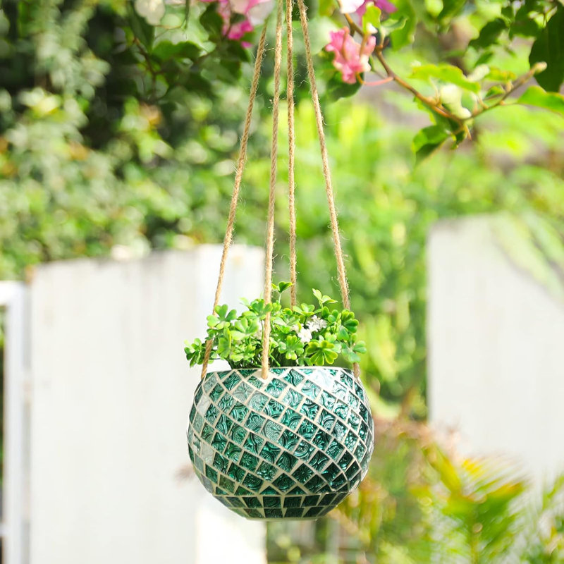 Pot à fleurs suspendu en céramique avec drainage