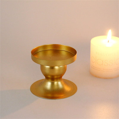 Golden Geometric Round Wrought Iron Candle Home Decoration Metal Crafts