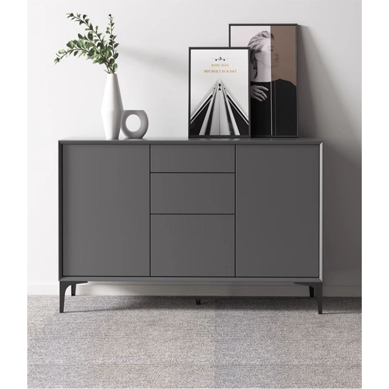 Nordic Minimalist Style Sideboard, Dark Gray, 31.49" H x 47.24" W x 15.75" D