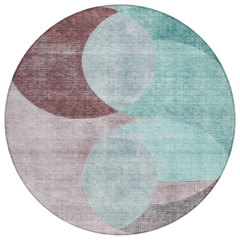 Henry Teal Washable Indoor-Outdoor Rug - , 8' x 8'