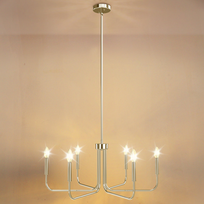 Lustre style industriel 6 lumières, Chrome
