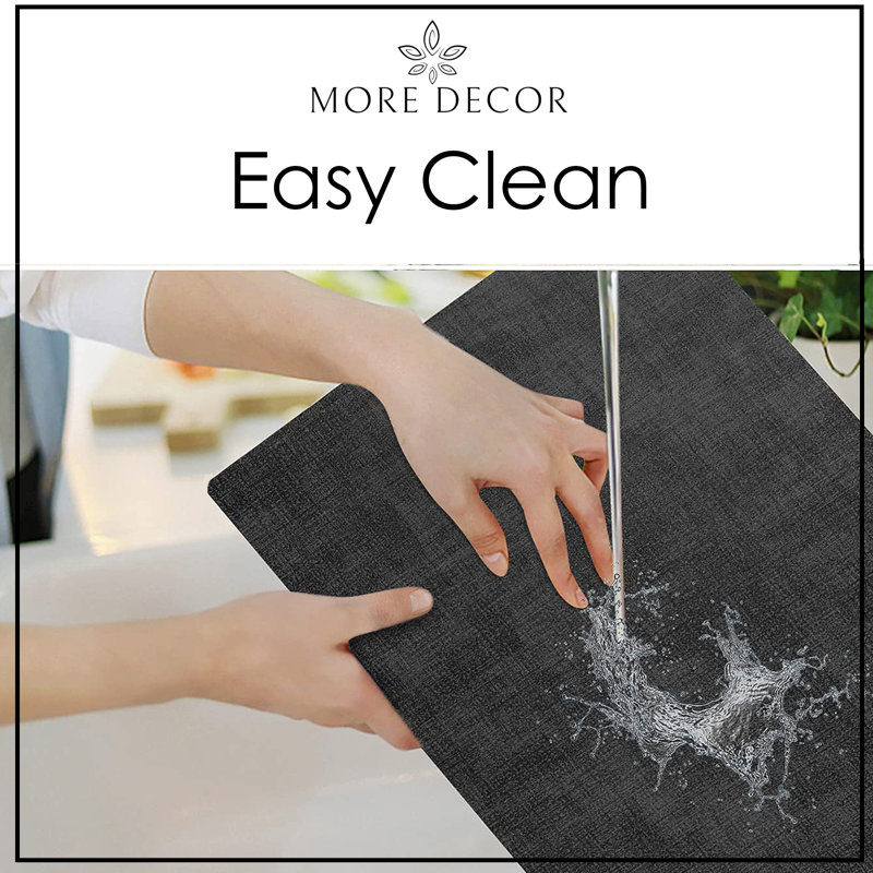 Mistyann Faux Leather Rectangle Placemat, Dark Grey