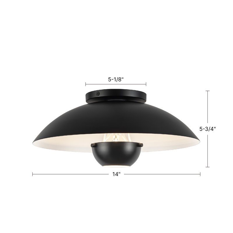 Umbra 14-in Black Semi-Flush Mount, Steel, Antique Brass