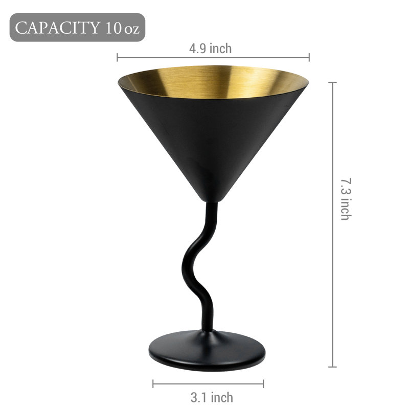 4 Piece 296ml Stainless Steel Martini Glass Set