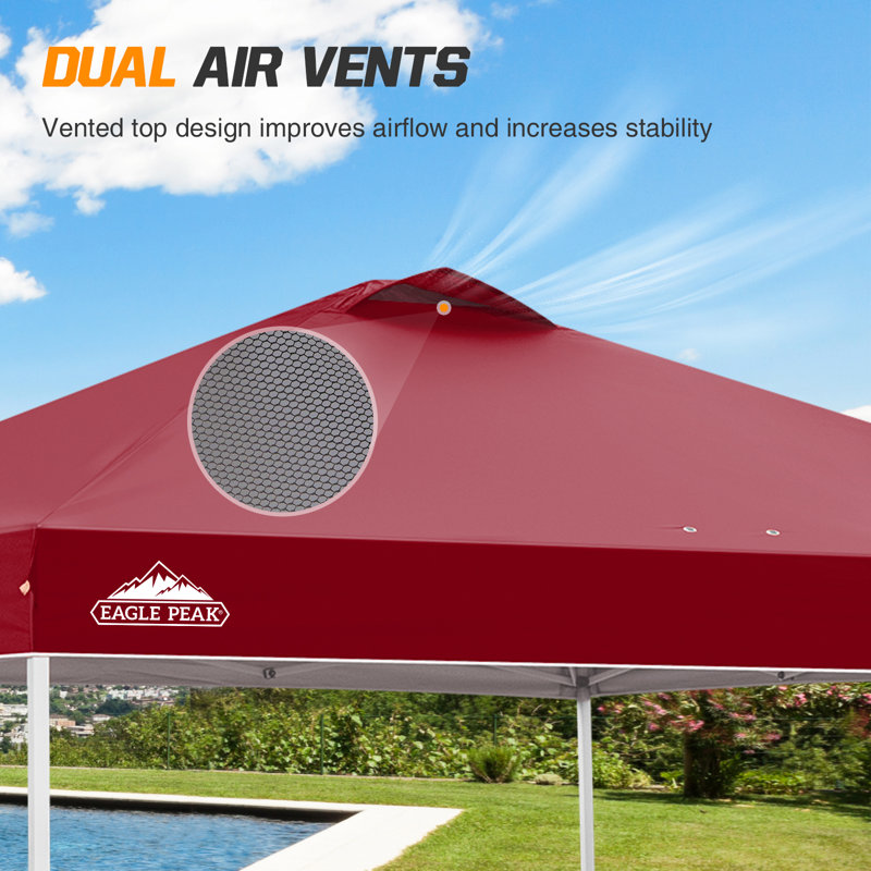 Burgundy 10x10 Metal Pop-Up Canopy Tent with Adjustable Height