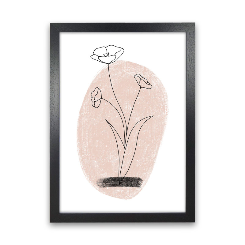 Dalia Chalk Pink Circle Flower by Pixy Paper - Print, Black Framed, 42cm H x 29.7cm W x 3cm D