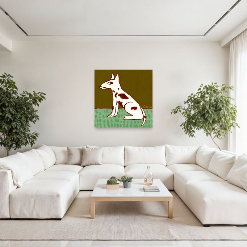 Reproduction d'art mural chien assis moderne, 48" H x 48" W