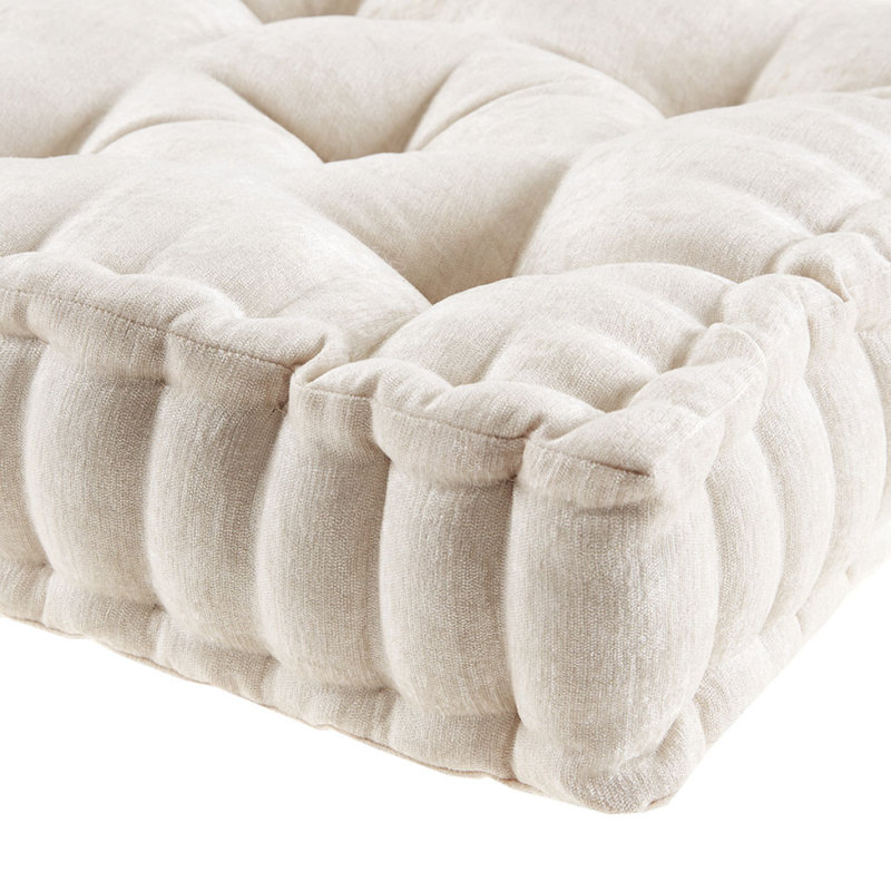 Coussin de sol carré en poly chenille 20 po x 20 po, Ivoire ivoire