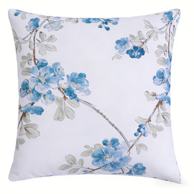 Blue Floral Throw Pillow Case 26x26 Inch - Colorful Flowers Decoration Pillow Cover Vintage Wildflowers Pillows Cover Outdoor Farmhouse Plant Cushion Case for Home Couch Bed Sofa