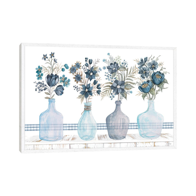 Feeling Blue Florals by Cindy Jacobs - Gallery-Wrapped Canvas Giclée on Canvas, White Framed, 101.6 cm H x 66.04 cm W