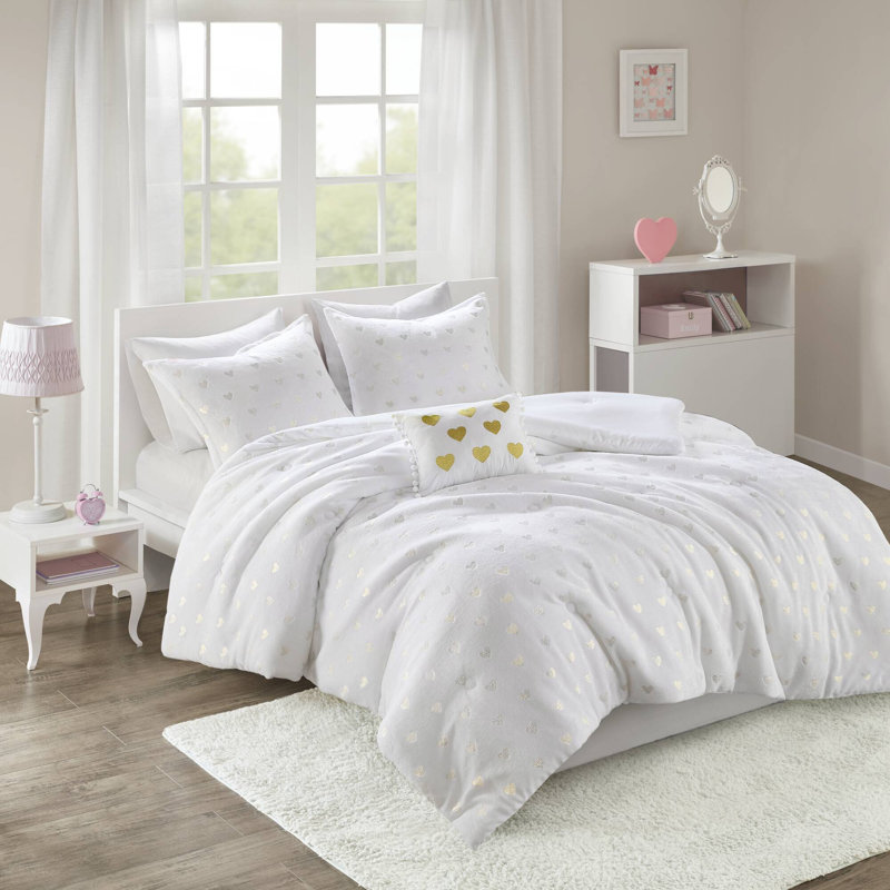 Ensembles de literie doux, Édredon simple TG + 3 pièces supplémentaires, Blanc