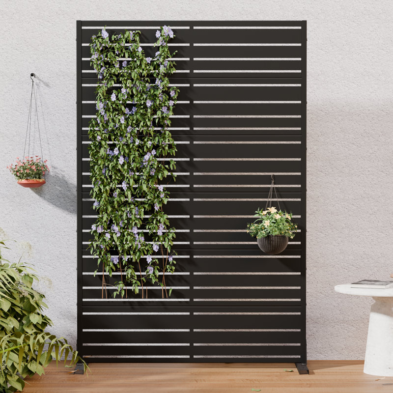 H 72 po x l 47 po x P 16 po avec écran d'intimité en métal et panneau de clôture en treillis pour terrasse, Noir