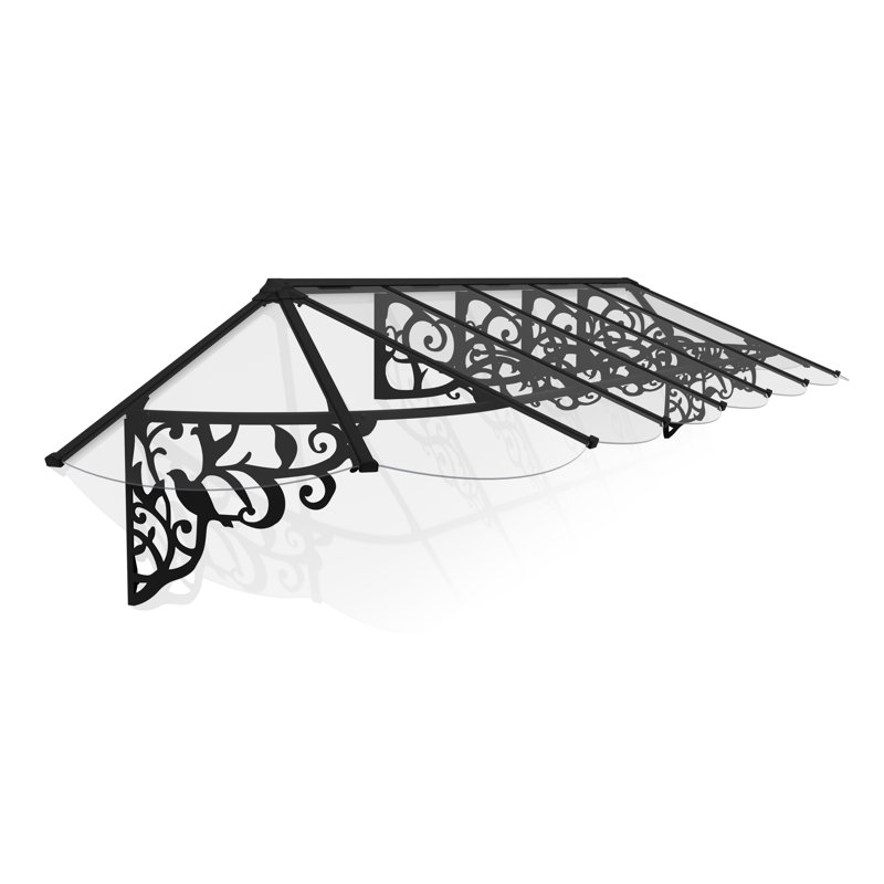 Palram - Canopia Lily Polycarbonate Clear Stationary Dome Door and Window Awning, 31.4" H x 168" W x 36" D