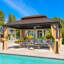 Pavillon de jardin en aluminium 12 pi x 16 pi, double toit en acier galvanisé avec rideau et filet