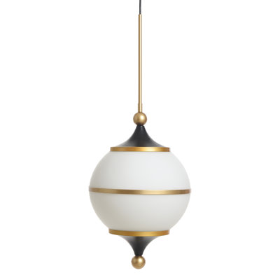Luminaire suspendu Bendict - globe en verre de lait avec laiton et métal fini noir