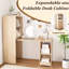 Bureau pliable et extensible avec rangement et roulettes universelles, idéal pour les appartements et les résidences étudiantes. Étagère à quatre niveaux, poignées latérales, fermeture magnétique, grand espace de rangement, rotation à 360°.