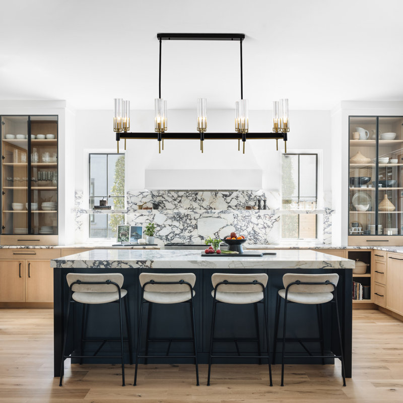 10-Light Dimmable Linear Kitchen/Island Chandelier