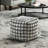Black White Upholstered Square Pouf , Non-Slip Base, 300Lbs Weight Pouf, Fabric Covered, Limit, Feet
