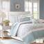 Ensemble de courtepointe en coton percale 6 pièces avec coussins décoratifs turquoise-119181217-119181218