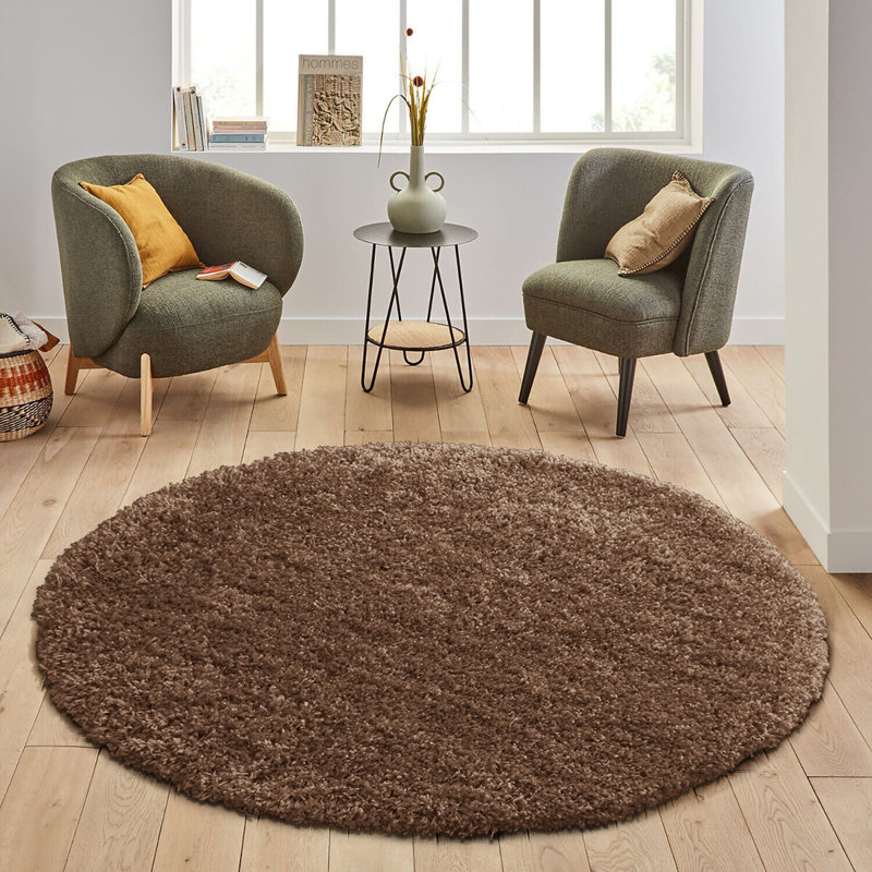 Verona Thick Coffee Shaggy Area Rug – Soft Pile, Non-Slip, Durable Polypropylene Carpet for Living Room, Bedroom & Hallway