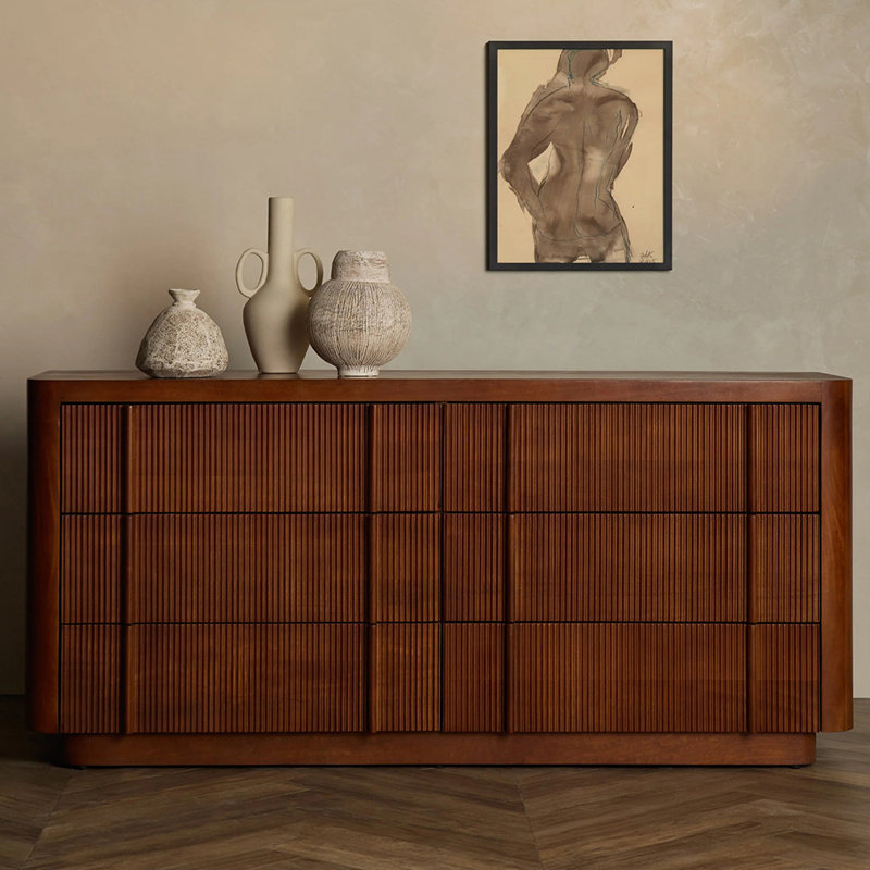 Buffet rétro de style français, H 33,4 po x l 63 po x P 17,7 po