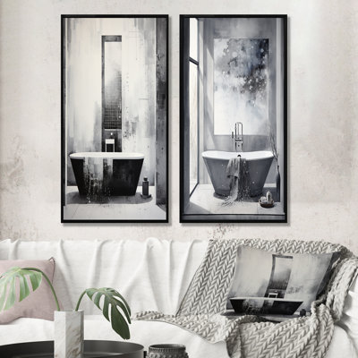 Bathroom Minimalist Elegance I - Bathroom Canvas Wall Art Set Of 2