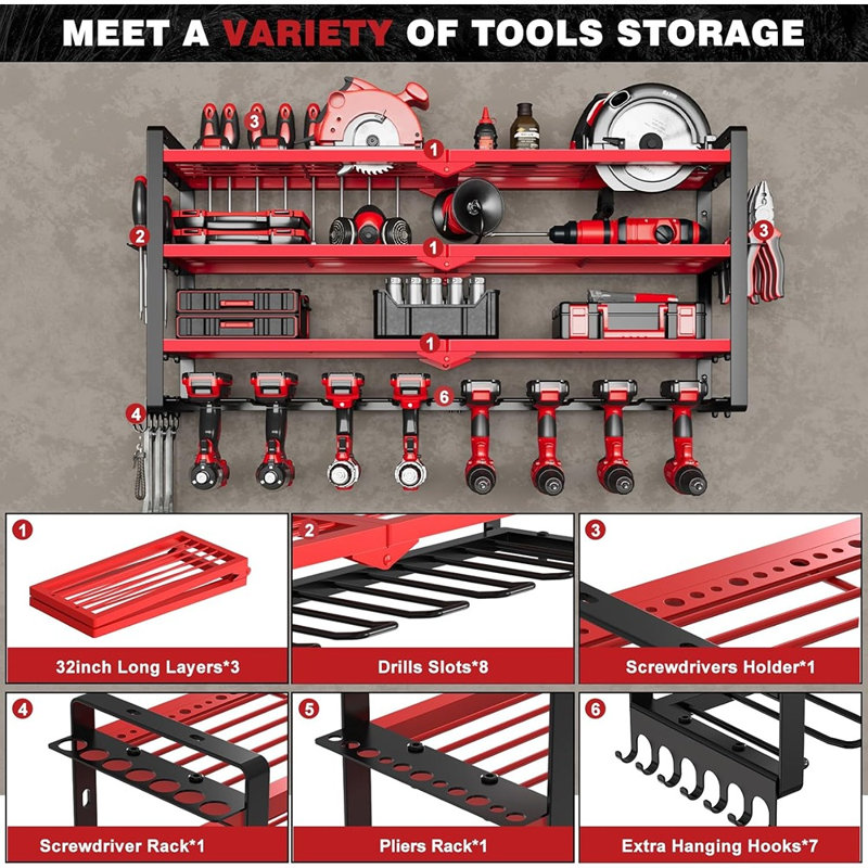 Rangement mural pour outils électriques 4 pièces