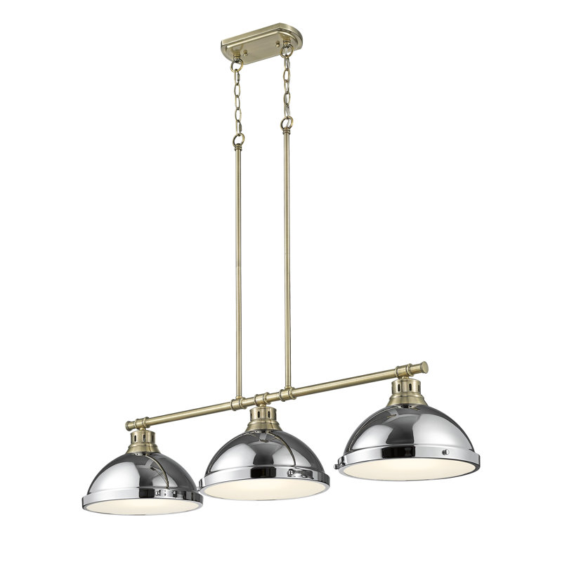 Laramy 3-Light Linear Pendant, Aged Brass, Chrome