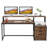 Denfield Desk with Hutch, Drawers, Elevated Monitor Riser Stand, 62.99" W x 19.68" D x 35.43" H-2036538789