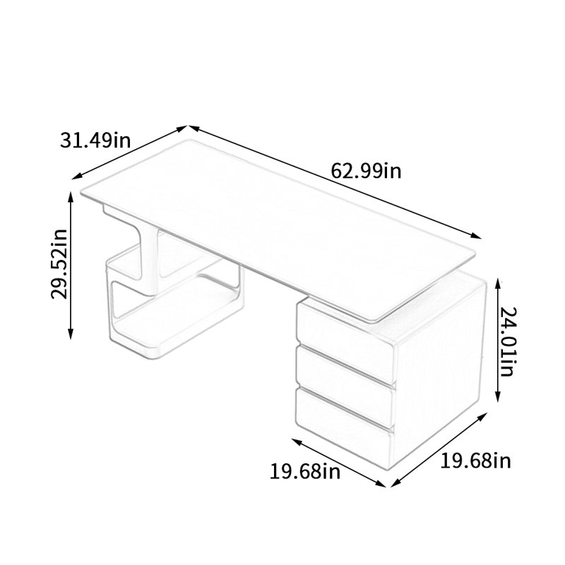 Bureau d'écriture Mayhall, H 29,52 po x l 62,99 po x P 31,49 po
