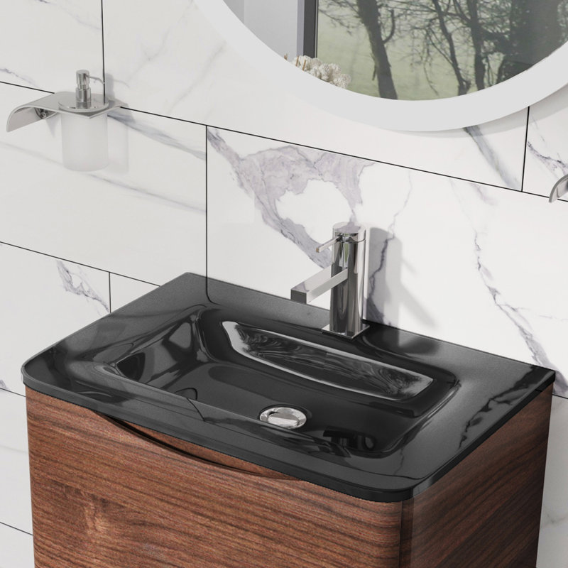 Stanhope 600mm Single Bathroom Vanity with Integrated Glass Basin, Grey